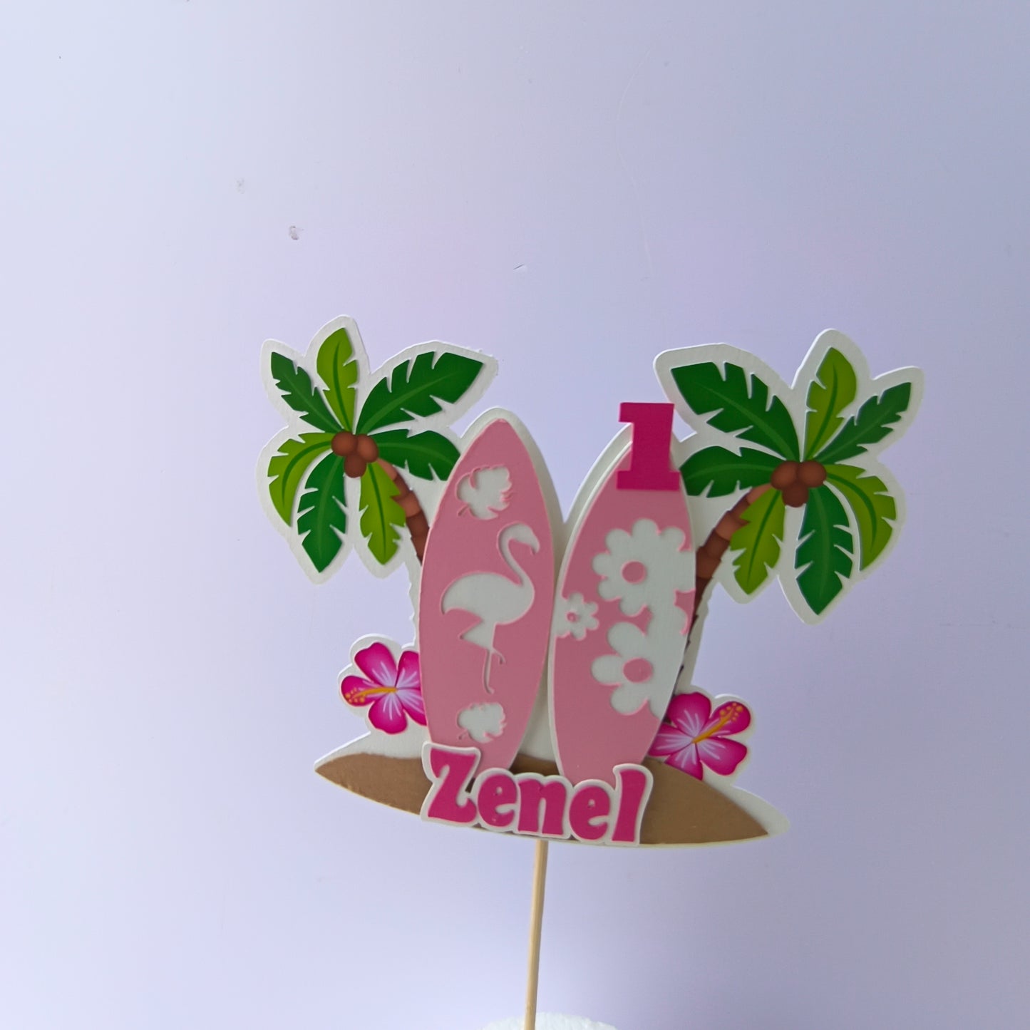 Flamingo Cake Topper – Handcrafted Party Decoration