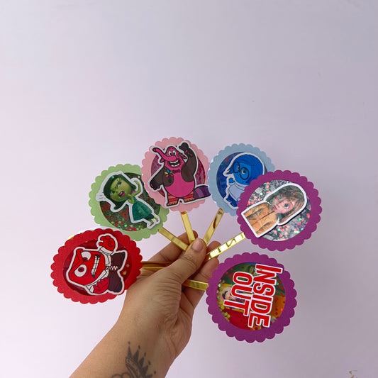 "Inside Out Cupcake Toppers - Handcrafted Party Decoration