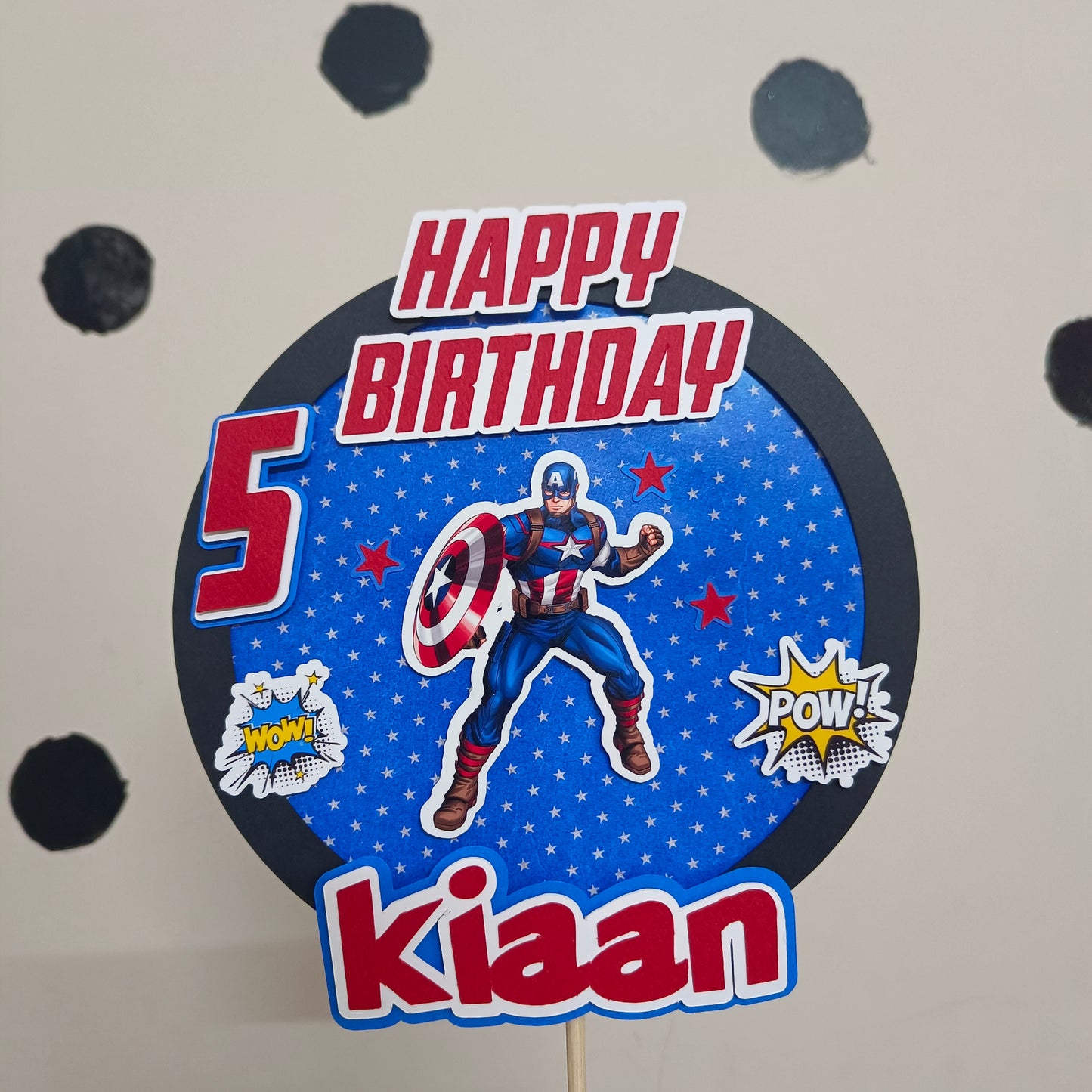 Captain America Cake Topper - Customizable with Name and Age