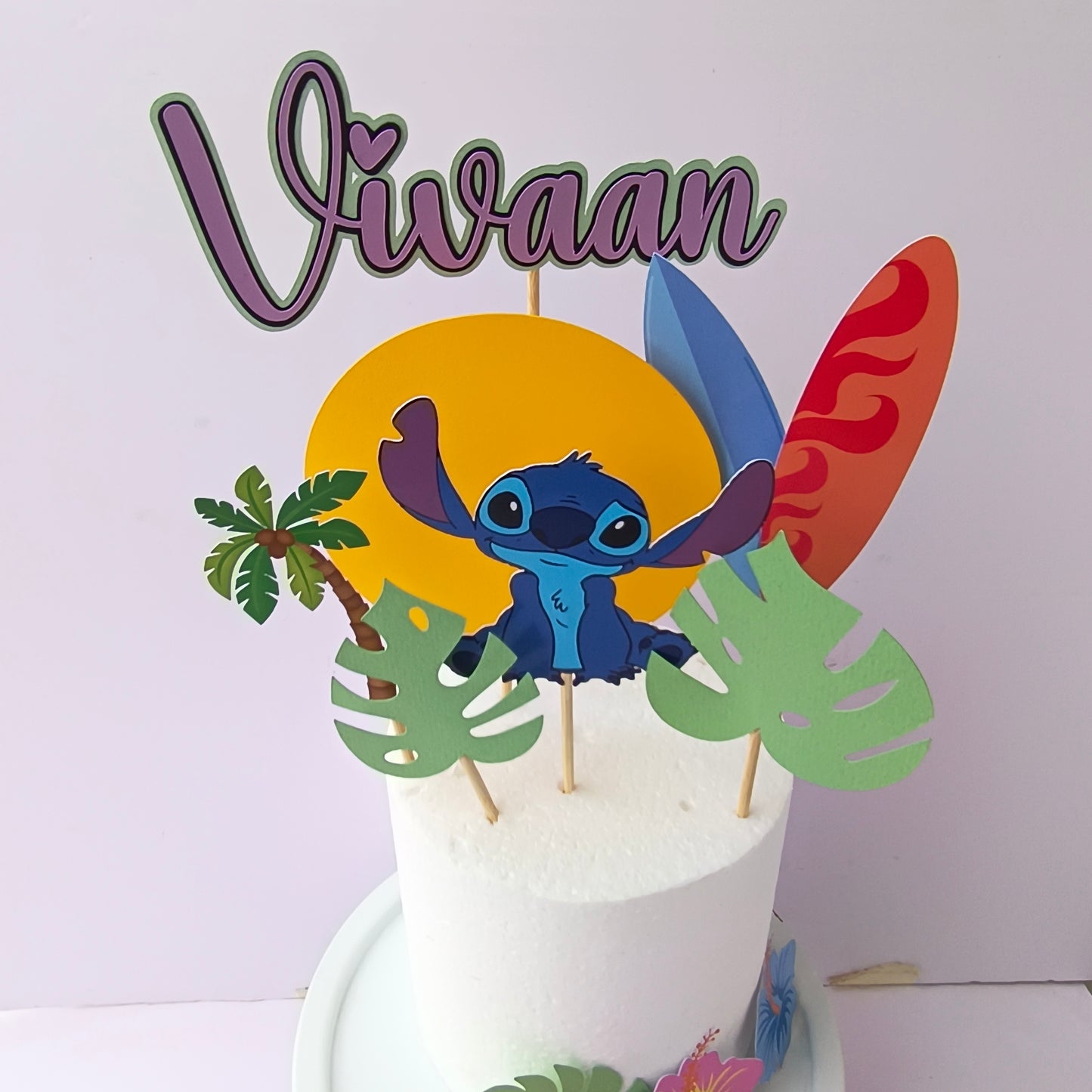 Stitch Cake Topper - Custom Name & Age - Handcrafted Party Decoration