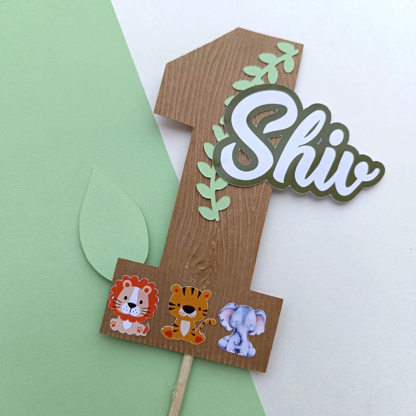 Jungle Small Cake Topper – Handcrafted Party Decoration