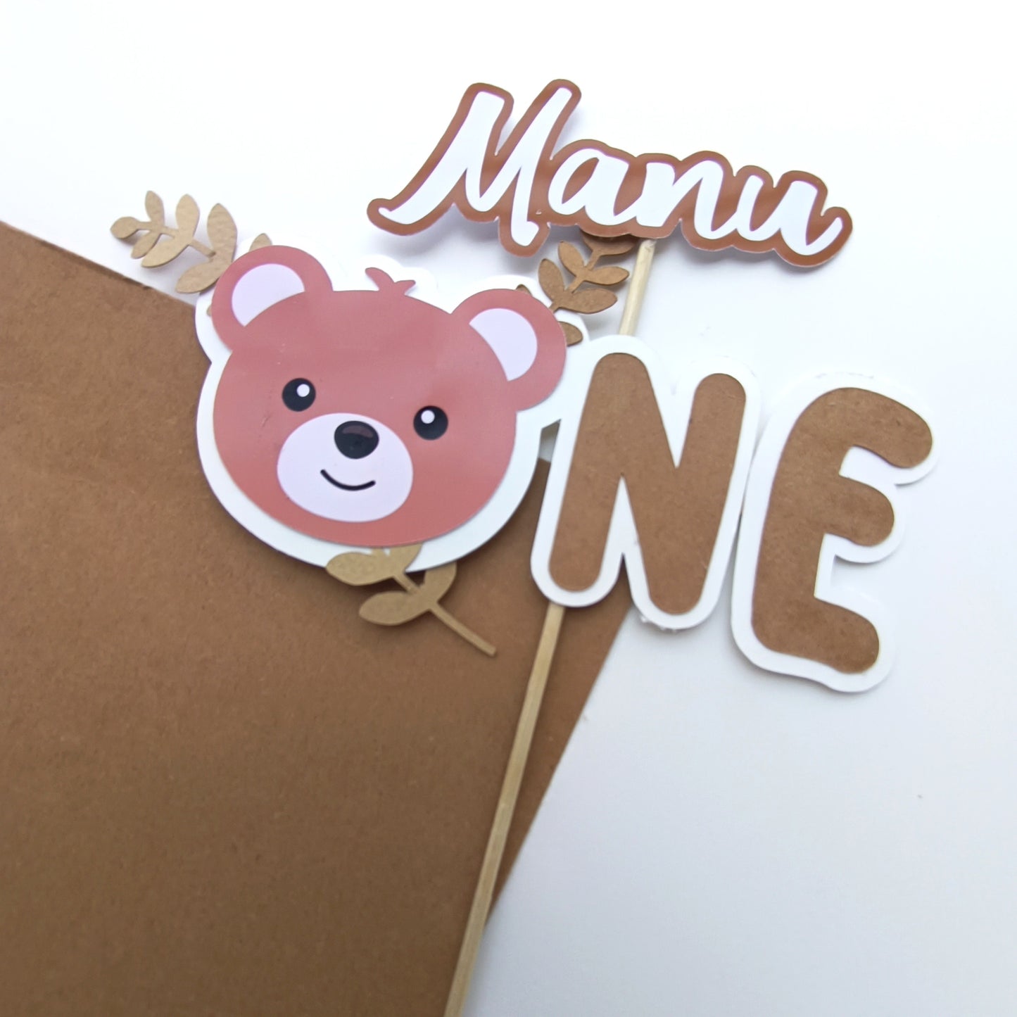 Teddy Small Cake Topper – Handcrafted Party Decoration