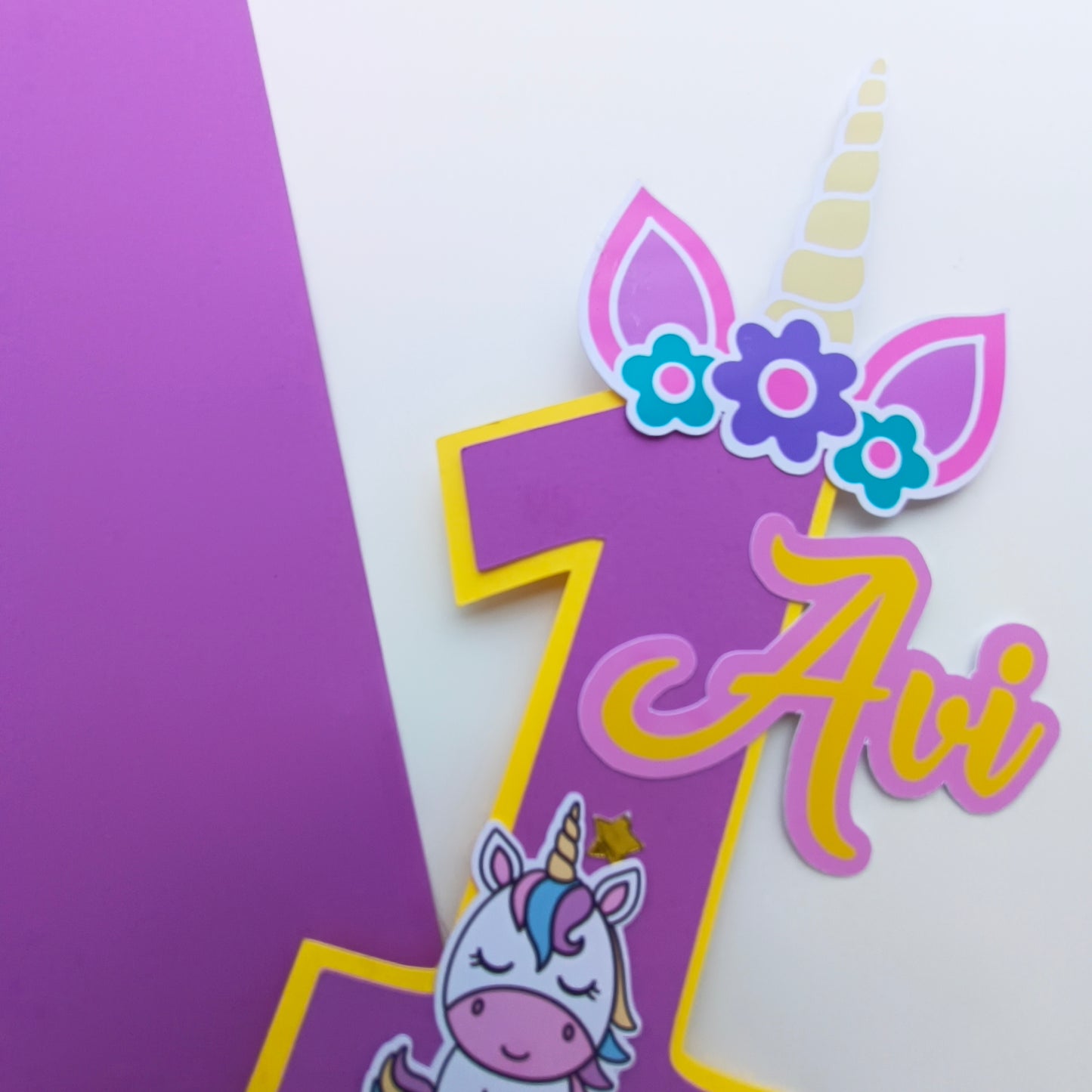 Unicorn Small Cake Topper – Handcrafted Party Decoration