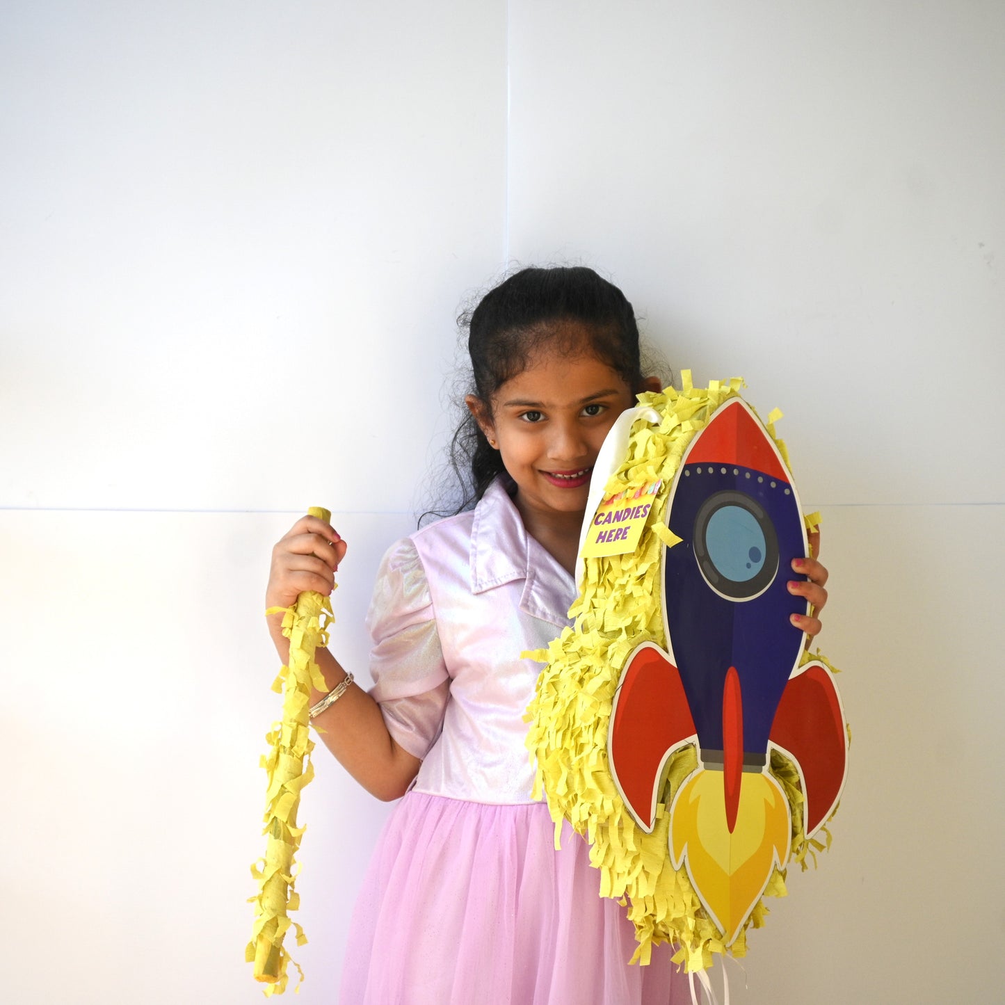 Rocket Pull-String Piñata - Semi-Handcrafted Party Decoration