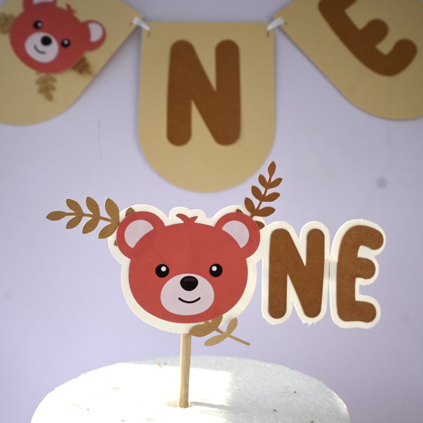 Teddy high chair banner and cake topper:
