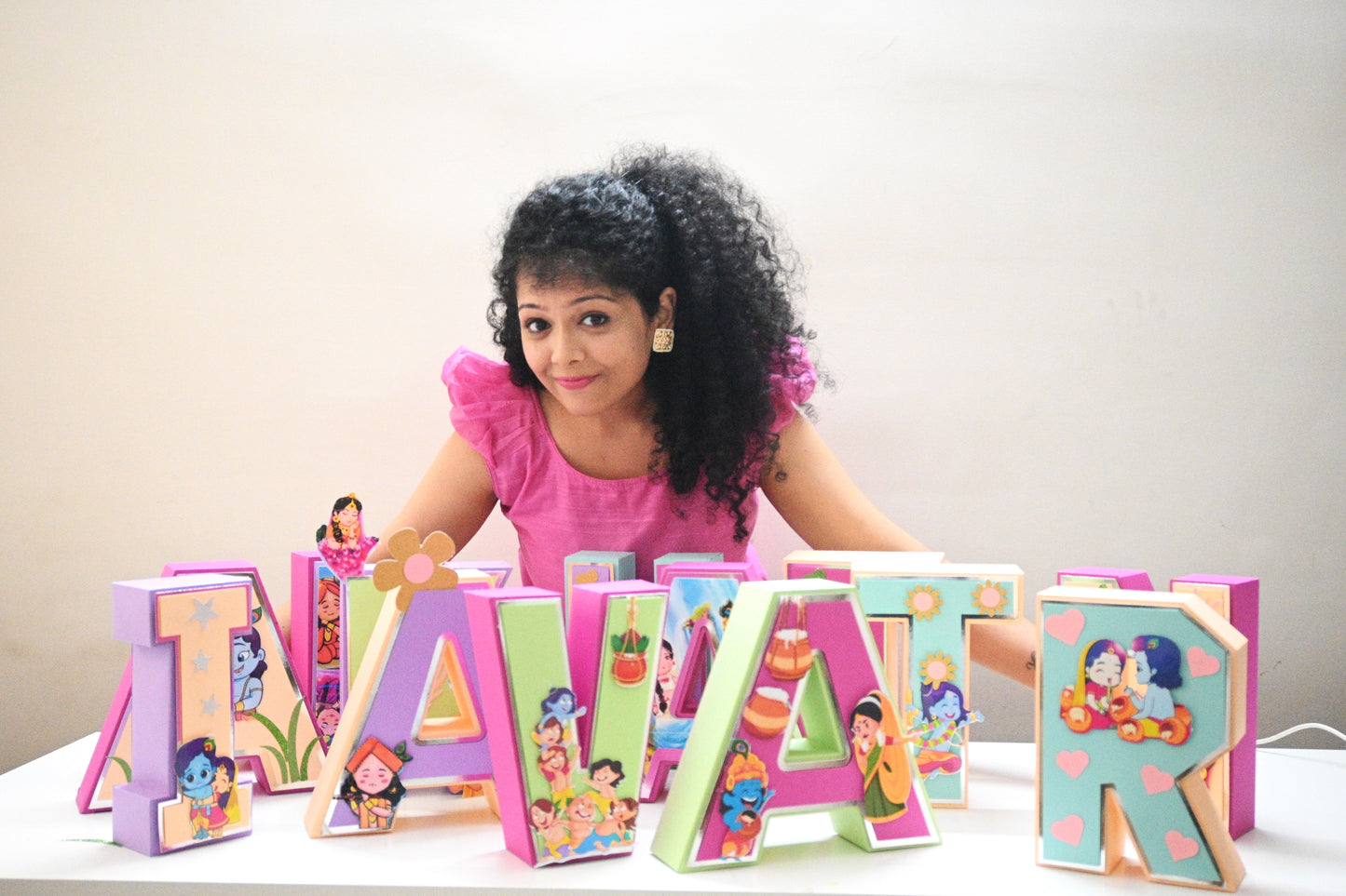 Krishna Theme 3D Name Letters