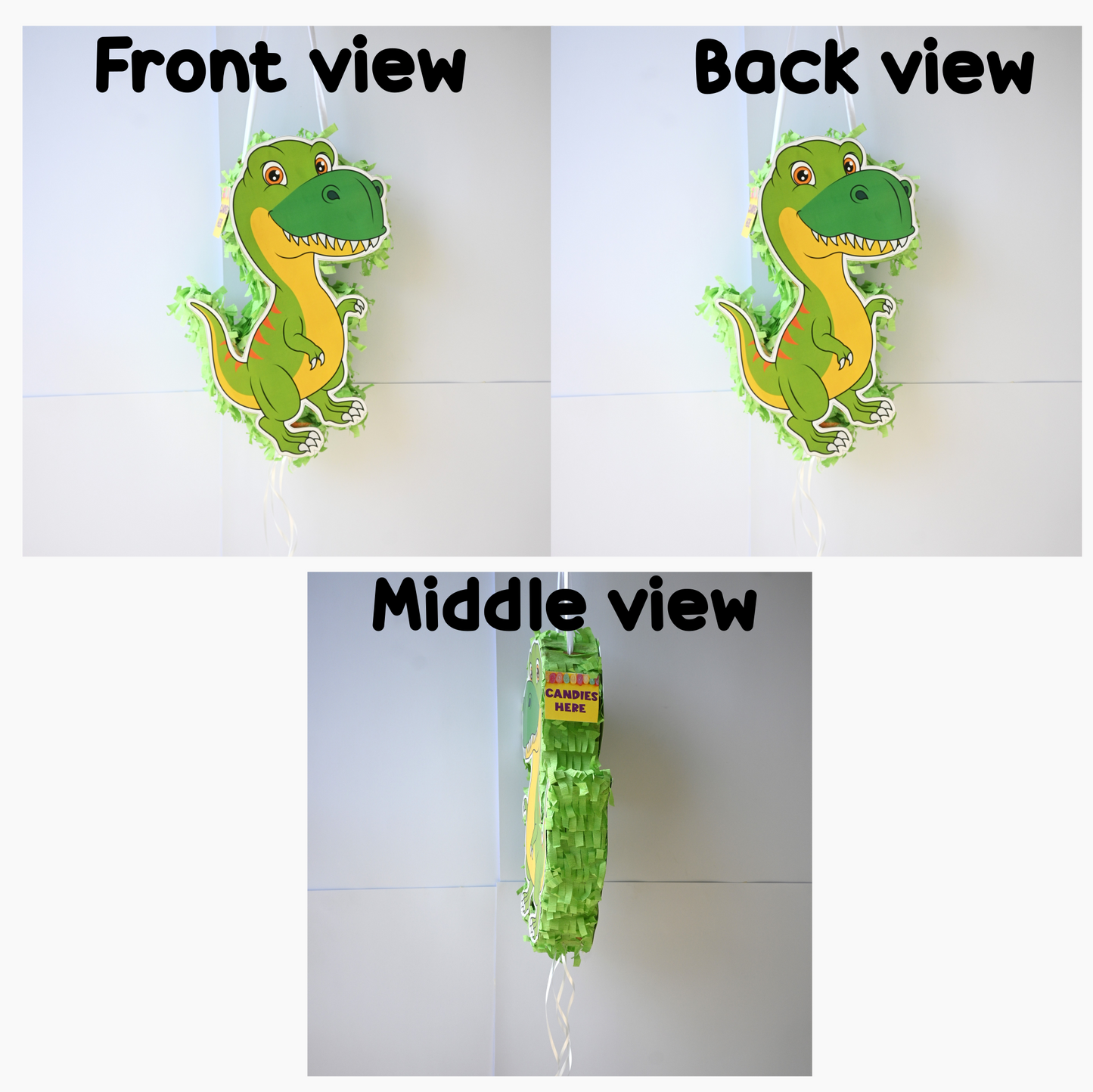 Dinosaur Pull-String Piñata - Semi-Handcrafted Party Decoration