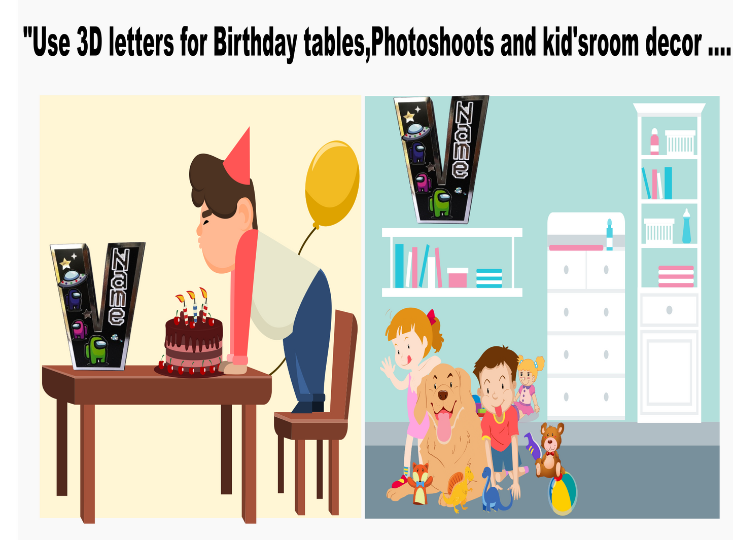 Among Us 3D Letter - Personalized Party Decoration