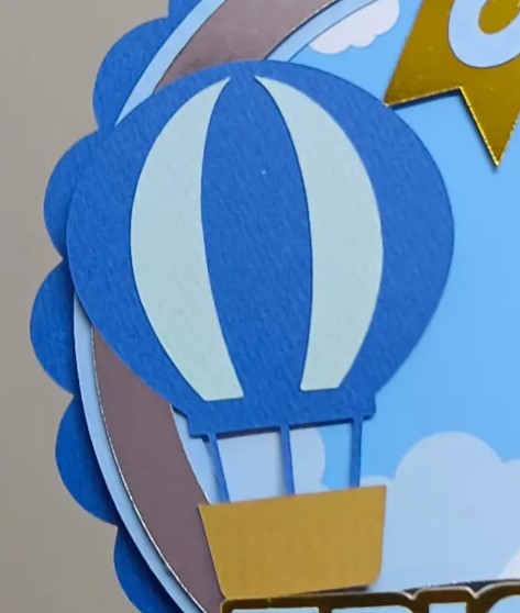 Handcrafted Hot Air Balloon Cake Topper  Custom with Name and Age- Birthday Decoration