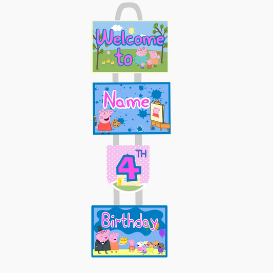 Peppa Pig Welcome Banner - Custom Name & Age - Party Decoration
