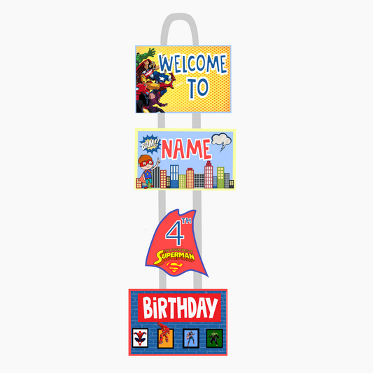 Superhero Welcome Banner - Custom Name & Age - Party Decoration