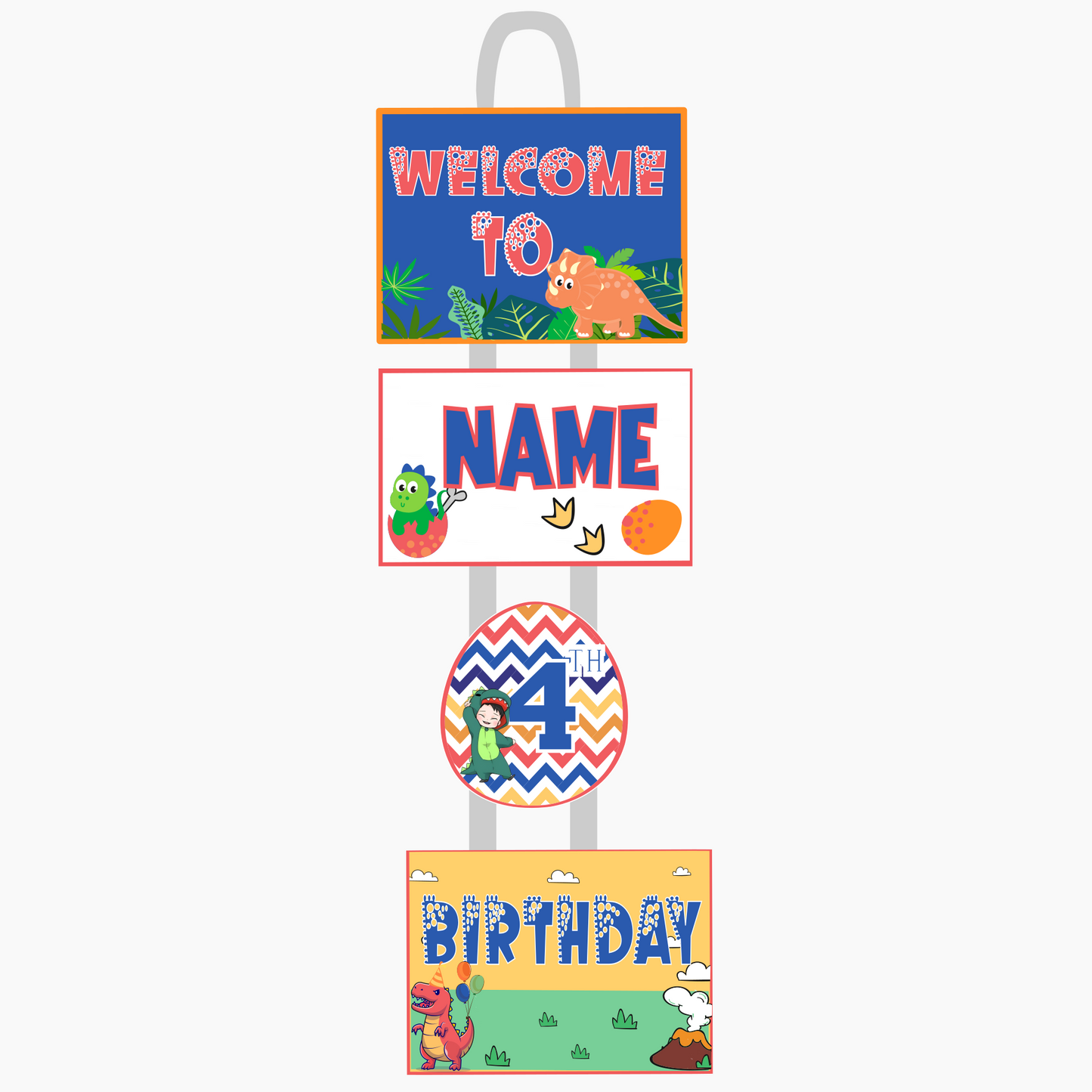 Dinosaur Welcome Banner - Custom Name & Age - Party Decoration