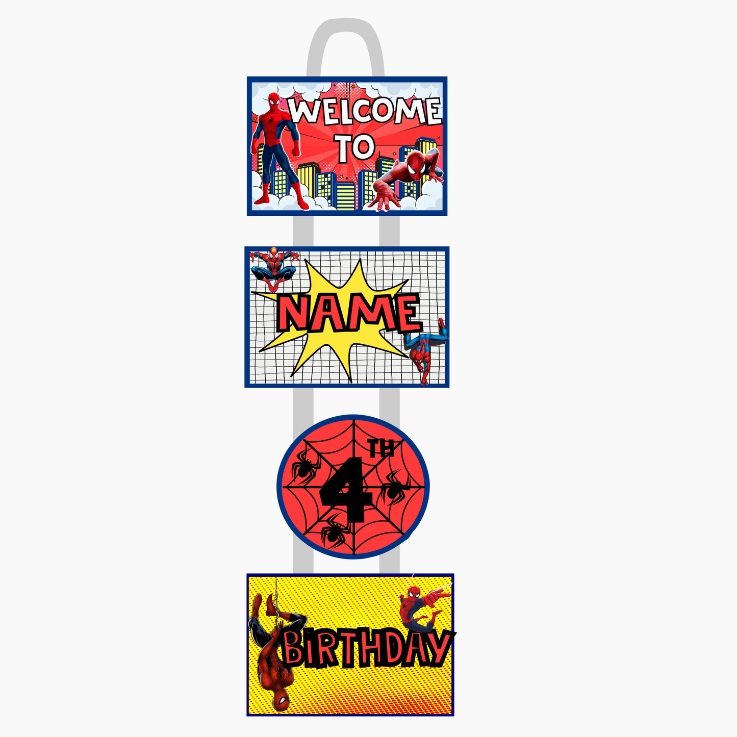 Spiderman Welcome Banner - Custom Name & Age - Party Decoration