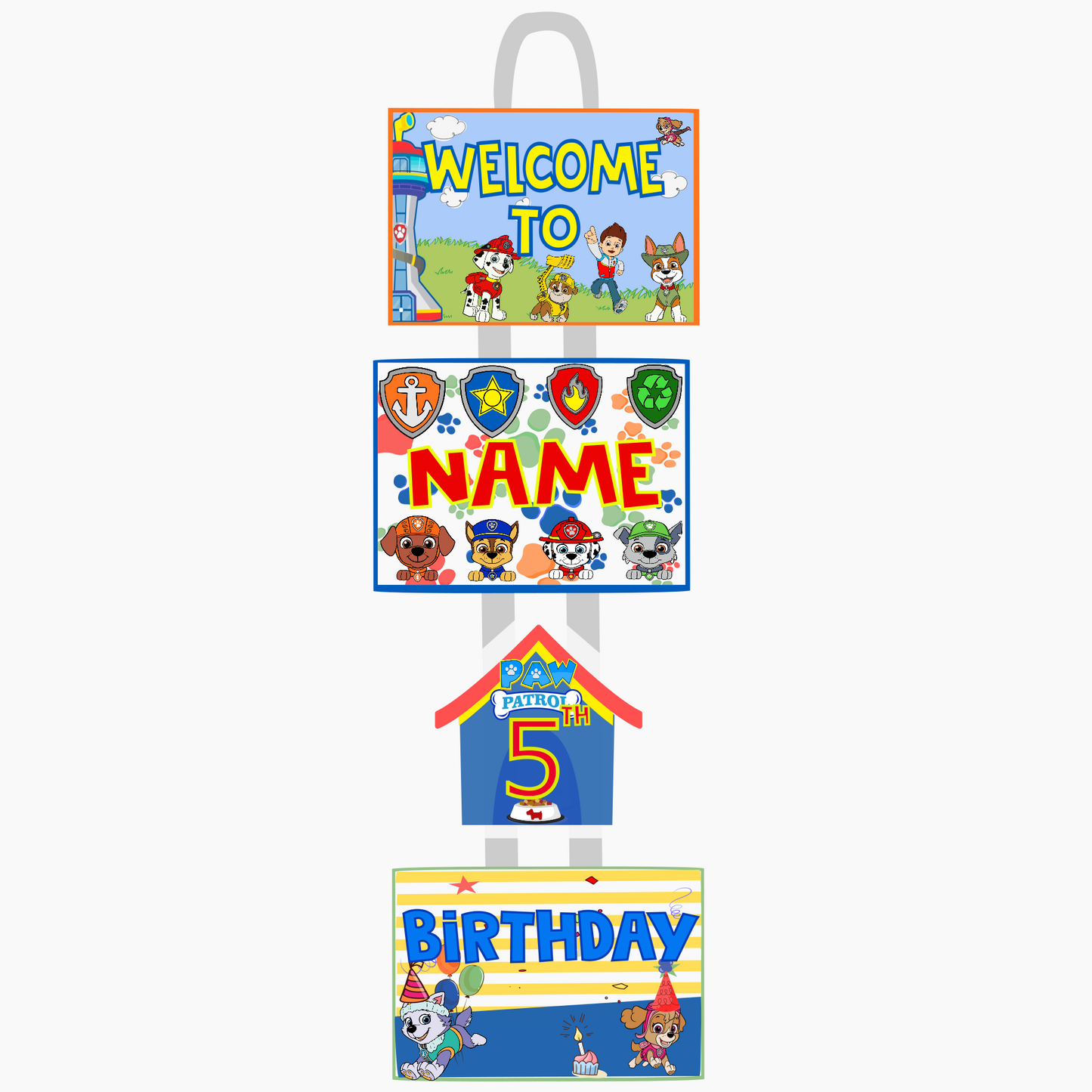 Paw Patrol Welcome Banner - Custom Name & Age - Party Decoration