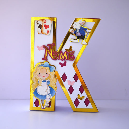 Alice in Wonderland 3D Letter Birthday Decoration - Customizable Name or Age Number