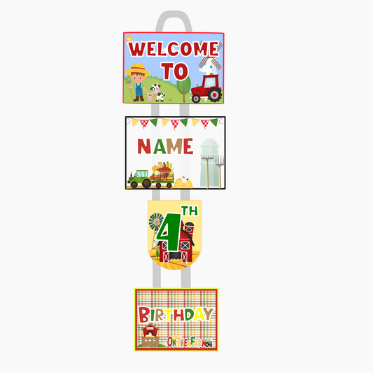 Farm Welcome Banner - Custom Name & Age - Party Decoration