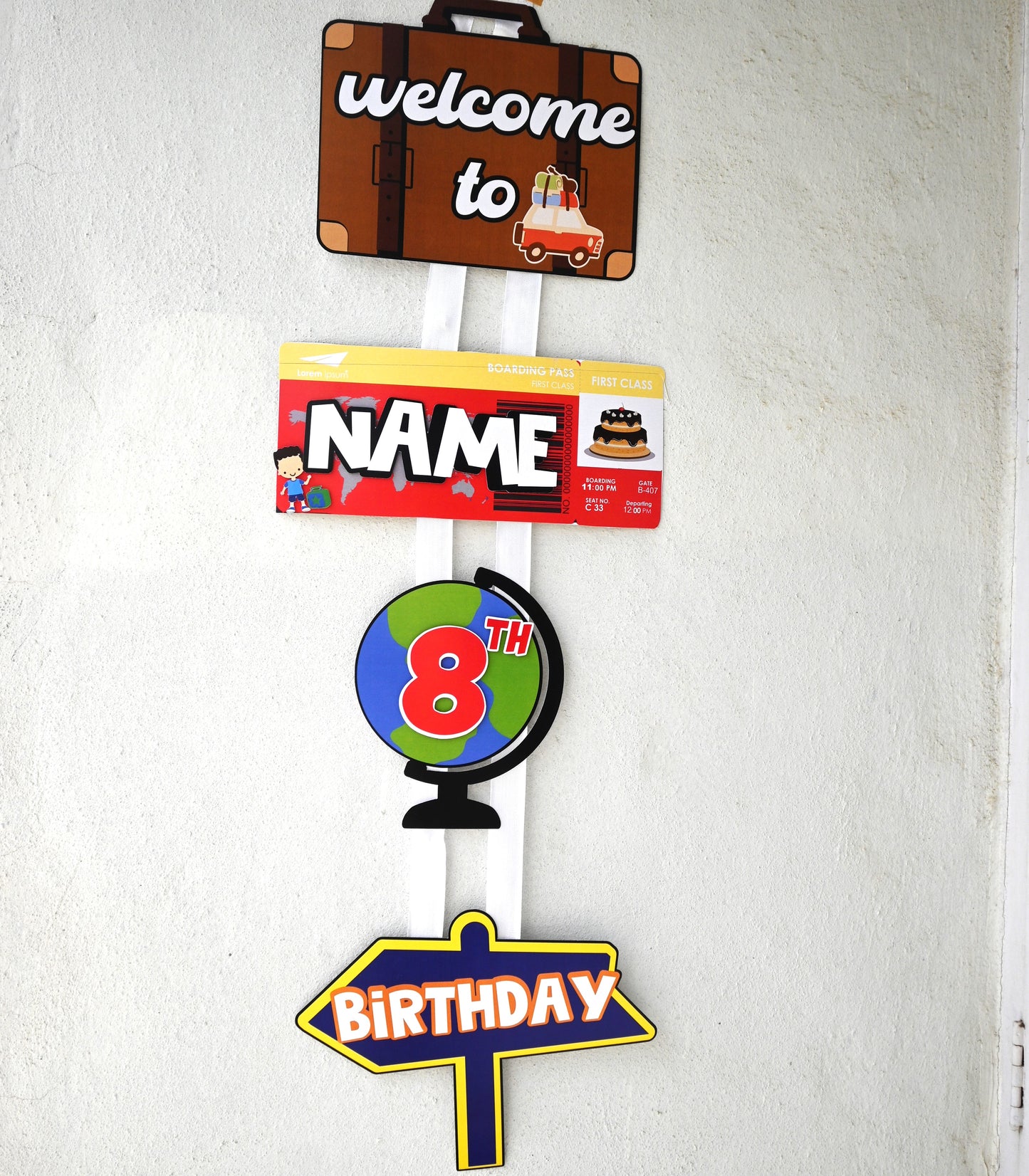 Travel Welcome Banner - Custom Name & Age - Party Decoration