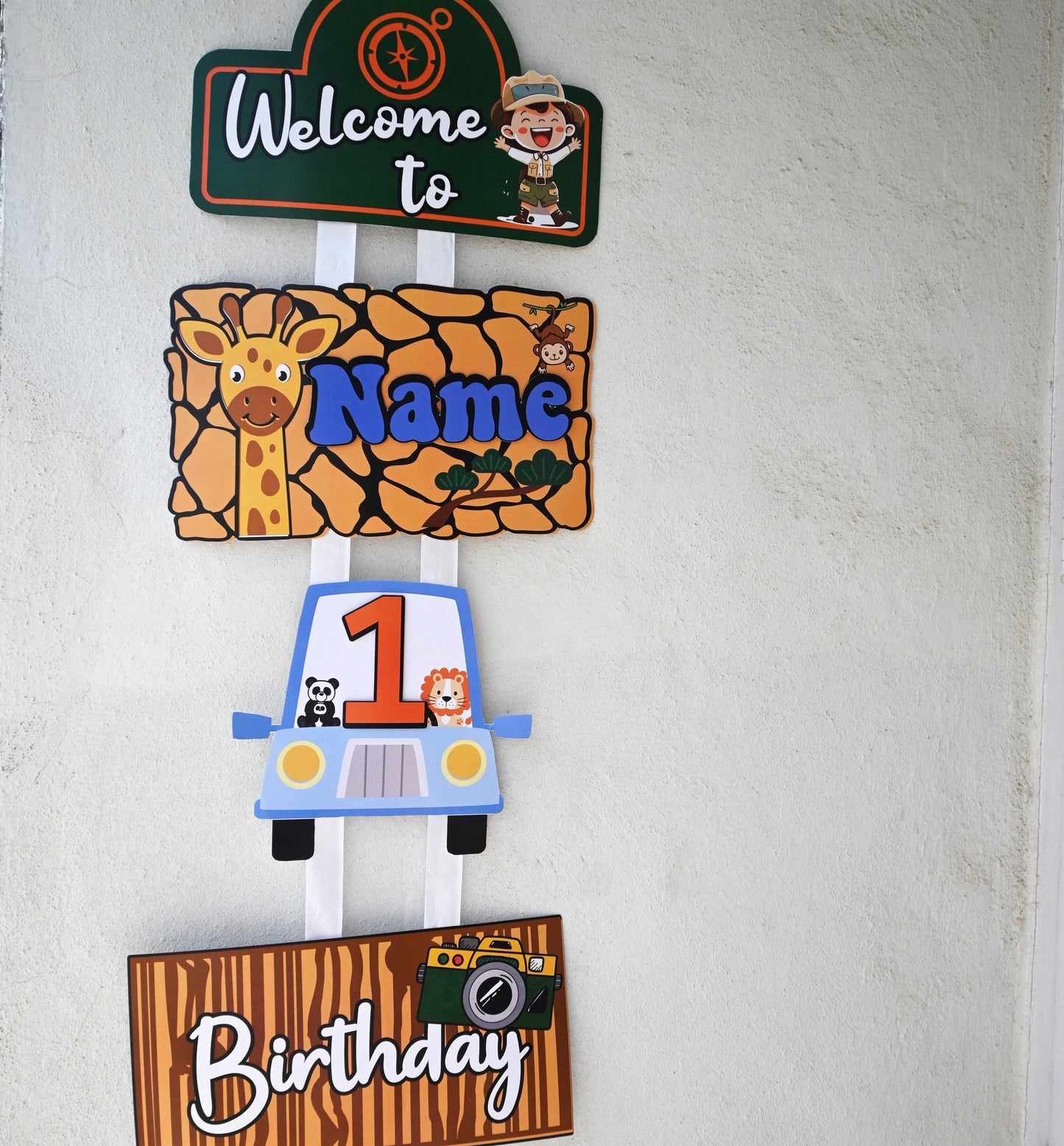 Jungle Welcome Banner - Custom Name & Age - Party Decoration