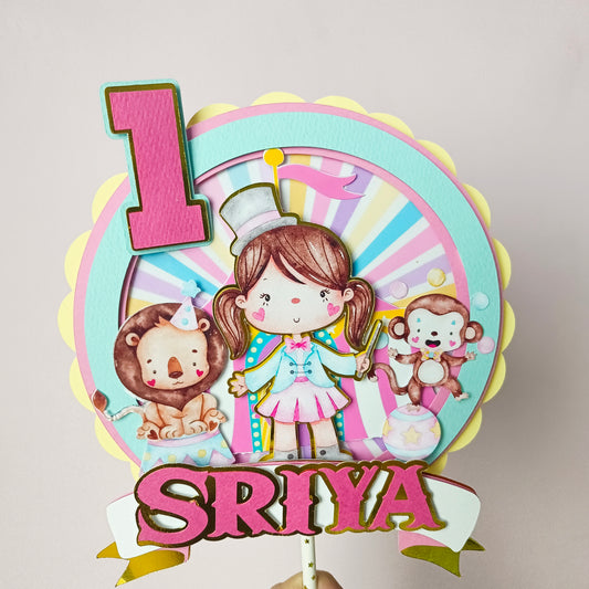 Handcrafted Carnival Cake Topper - Customizable with Name and Age