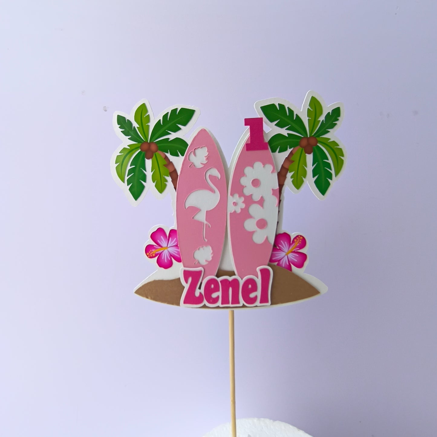 Flamingo Cake Topper – Handcrafted Party Decoration