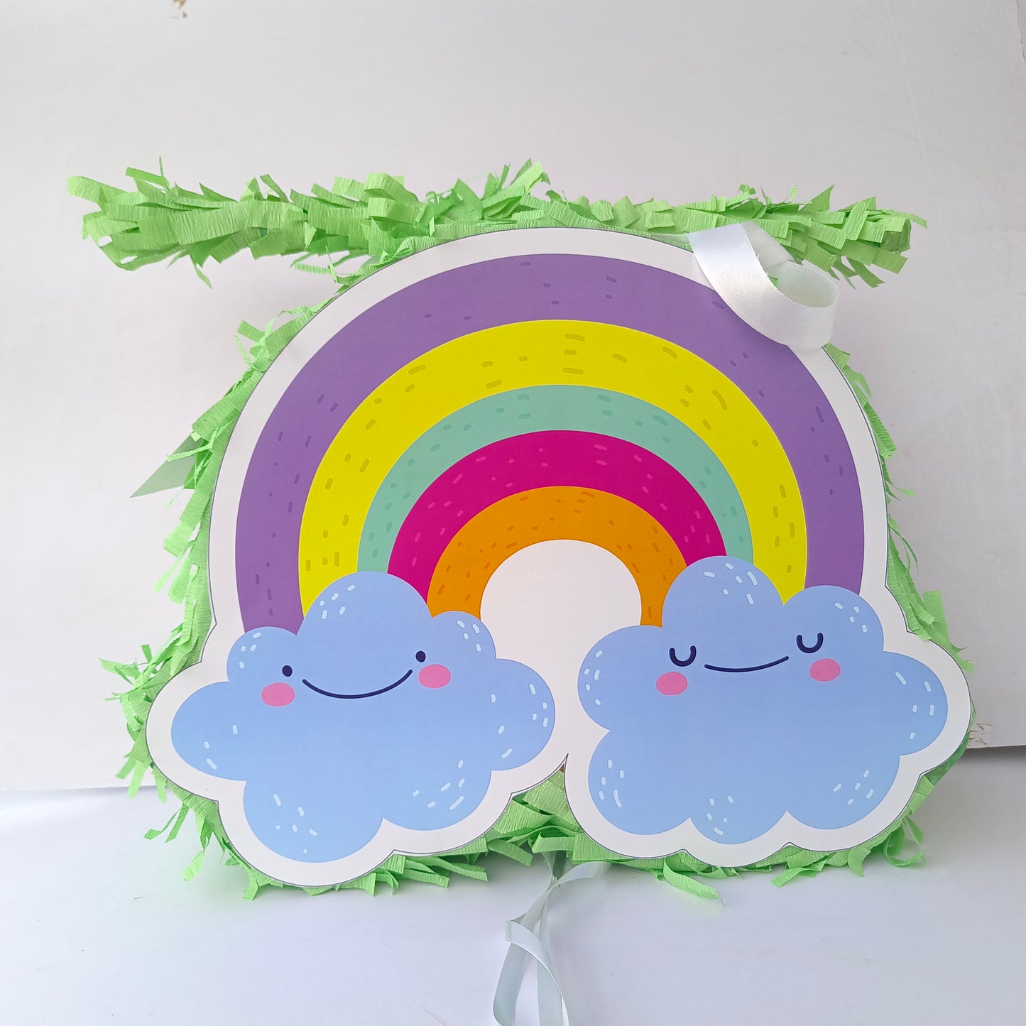 Rainbow Pull-String Piñata - Semi-Handcrafted Party Decoration