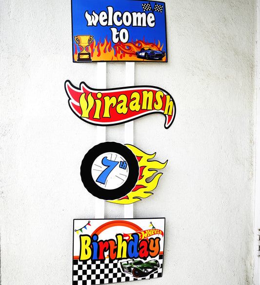 Hot Wheels Welcome Banner - Customizable with Name and Age