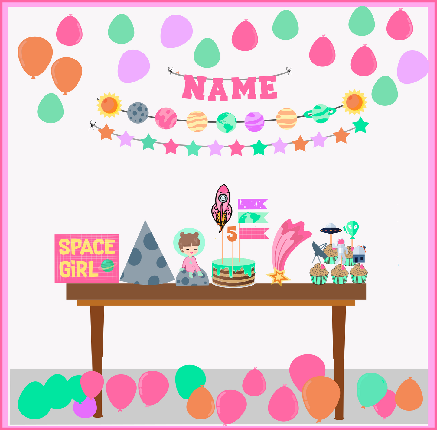 Space Theme Birthday Party Pack for Girls