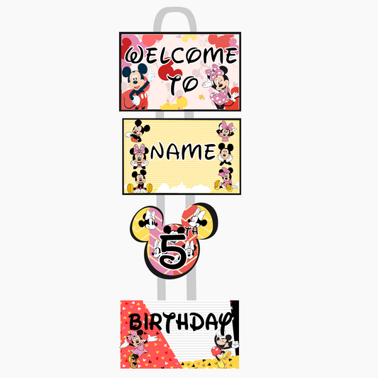 Mickey Mouse Welcome Banner - Custom Name & Age - Party Decoration