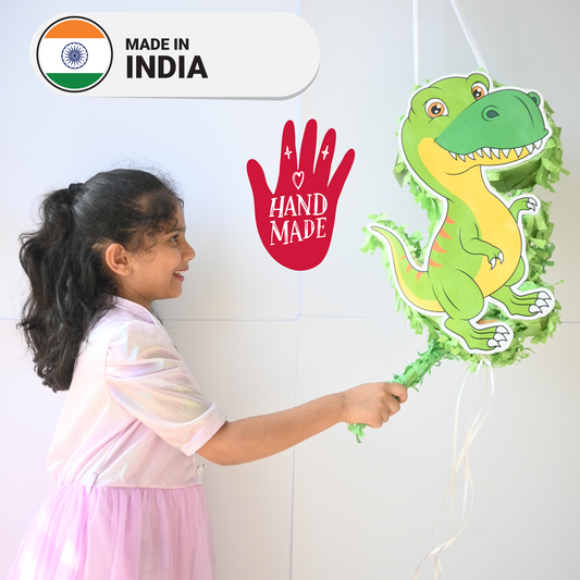 Dinosaur Pull-String Piñata - Semi-Handcrafted Party Decoration