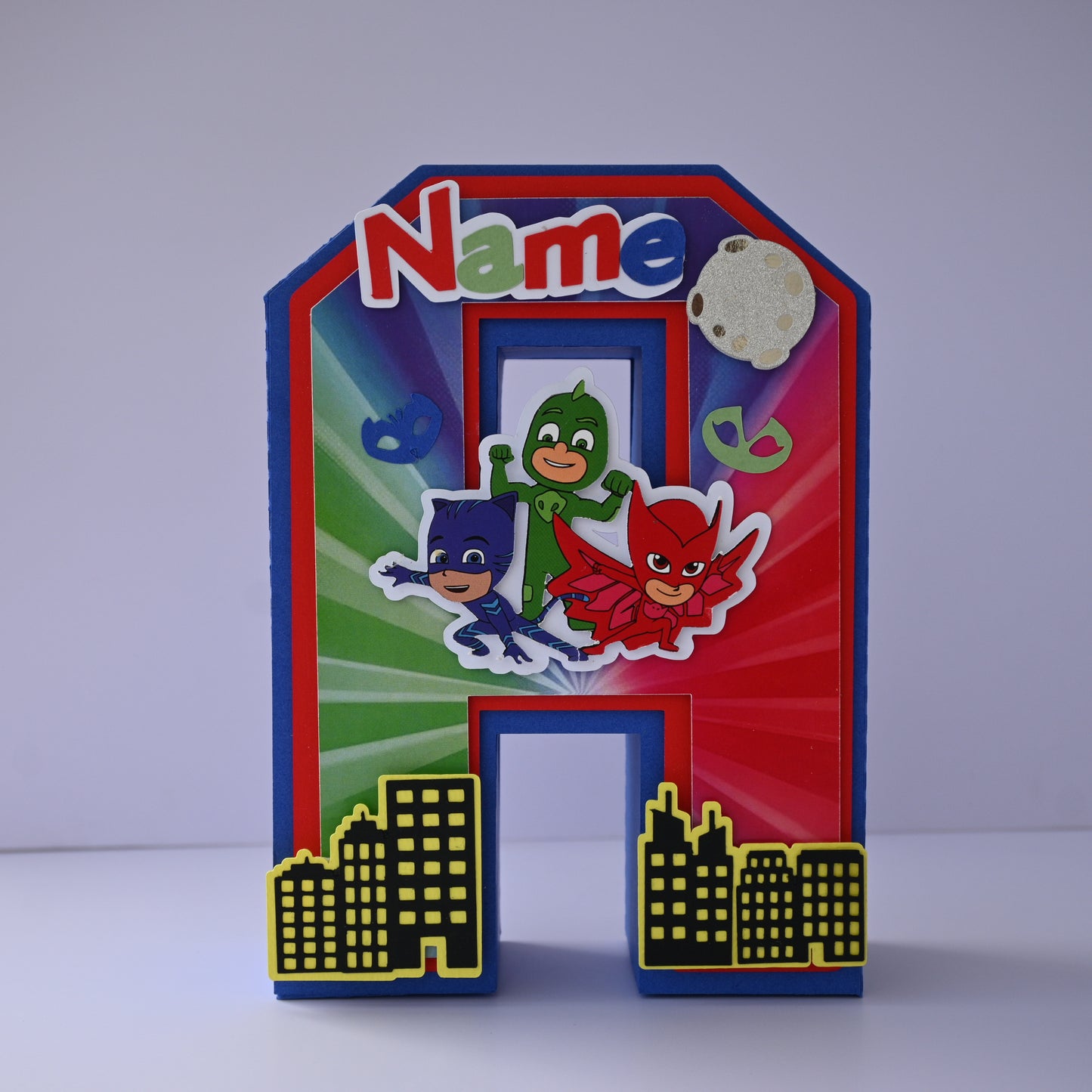 PJ Masks 3D Letter Birthday Decoration - Customizable with Name or Age