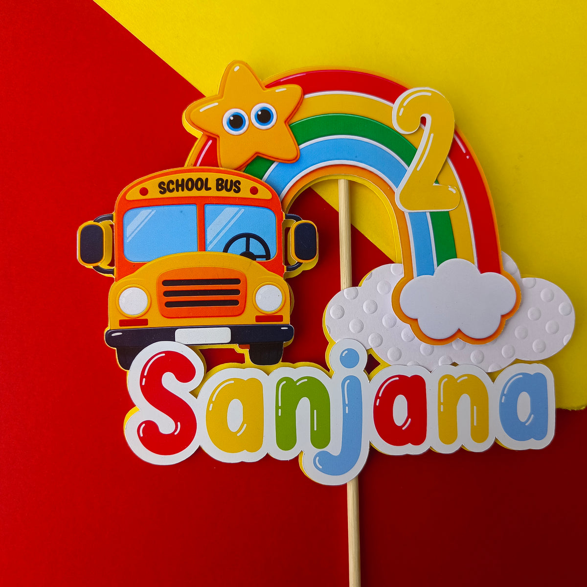Wheels on the Bus Cake Topper