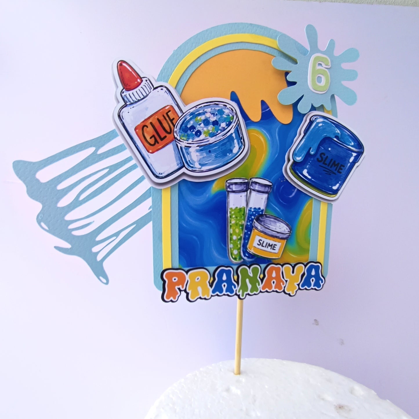 Slime Theme Cake Topper – Handcrafted Party Decoration