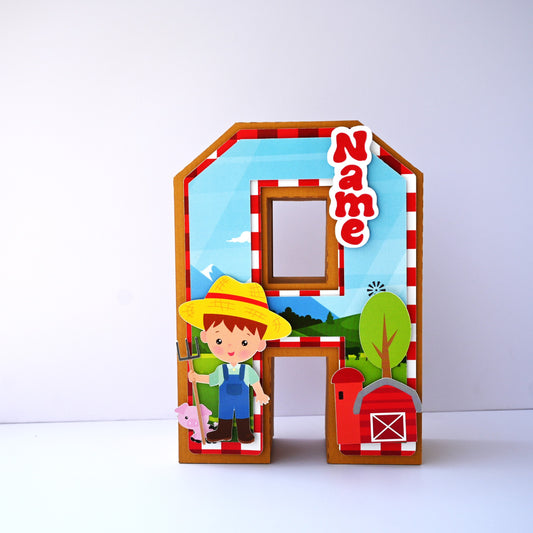 Farm Theme Boy 3D Letter Birthday Decoration - Customizable with Name or Age
