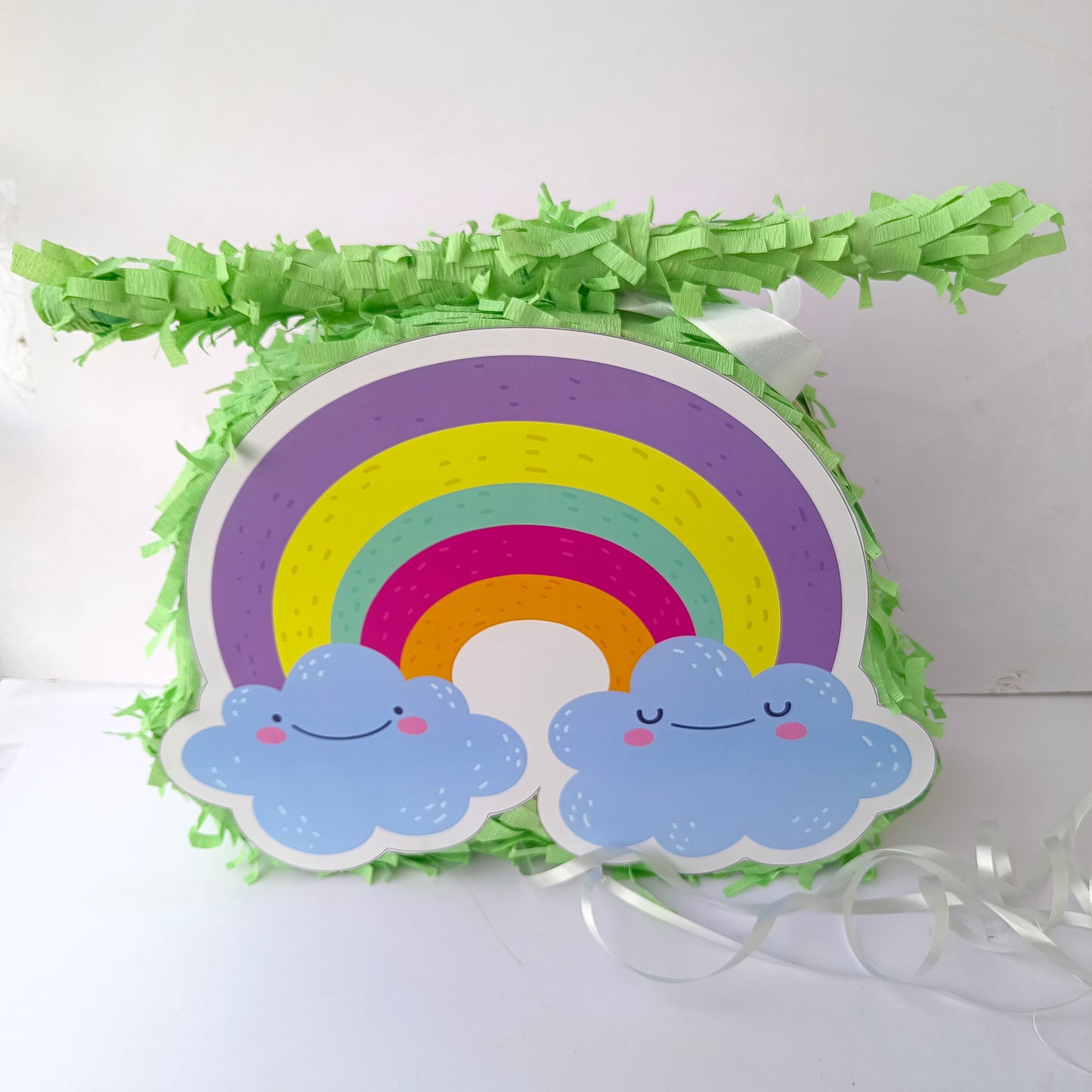 Rainbow Pull-String Piñata - Semi-Handcrafted Party Decoration