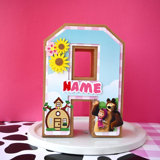Masha and the Bear 3D Letter Birthday Decoration - Customizable with Name or Age