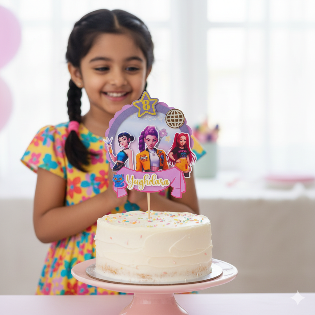 K-Pop Cake Topper - Custom Name & Age - Handcrafted Party Decoration