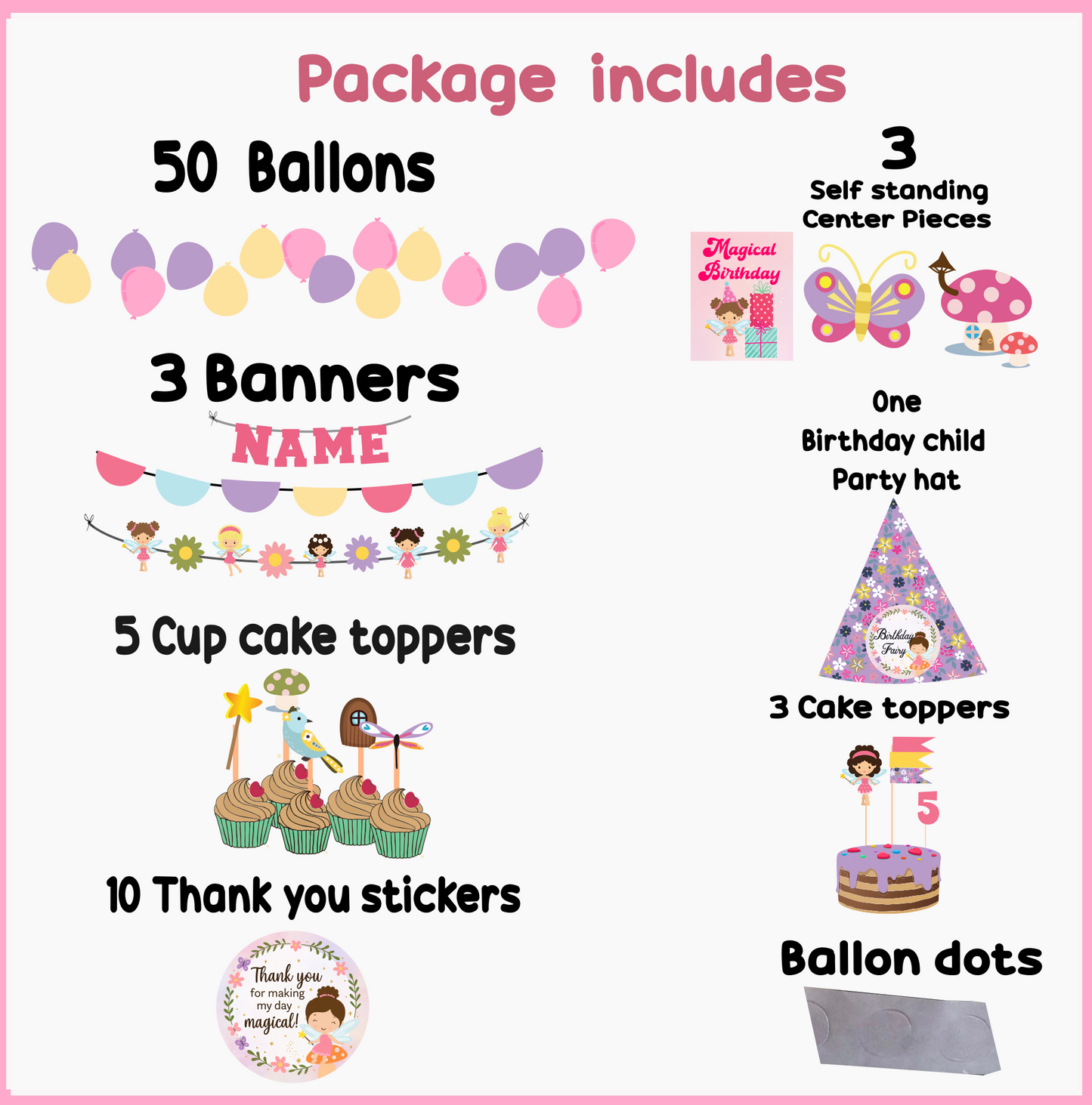 Fairy Theme Birthday Party Pack for Girls