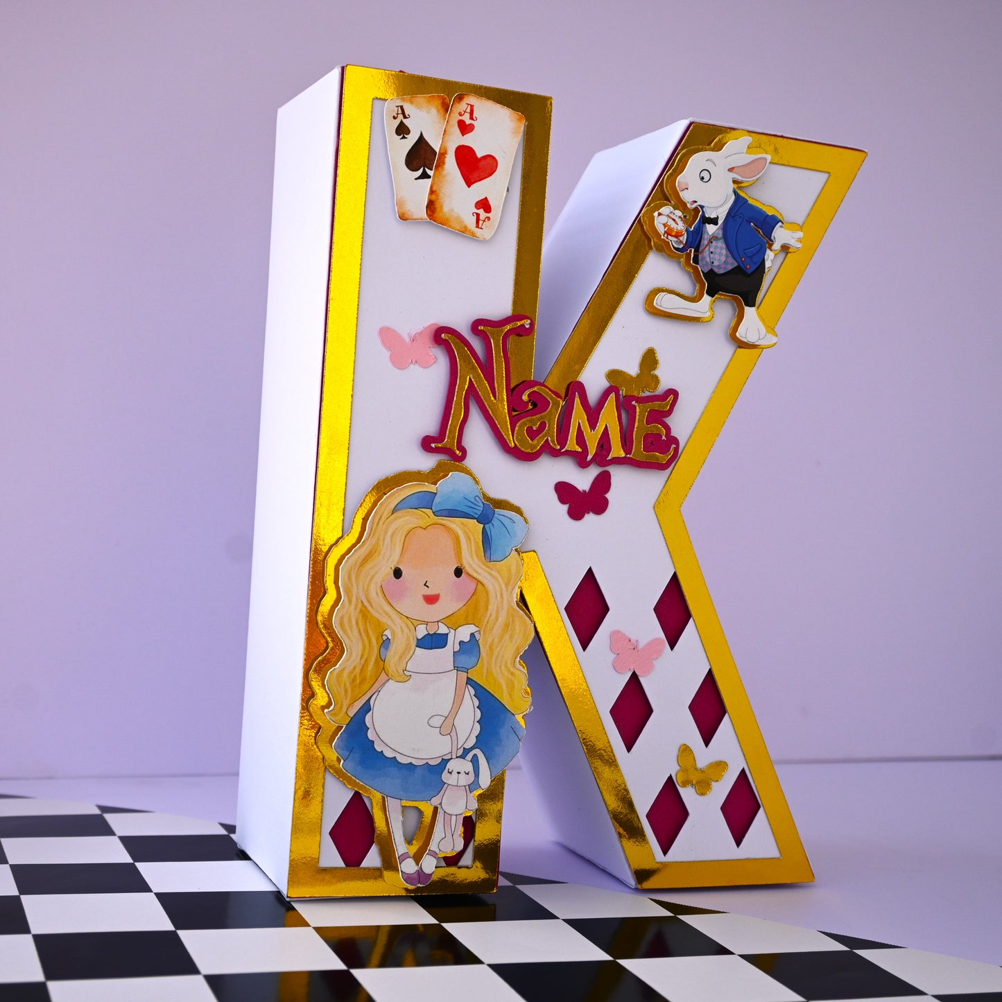 Alice in Wonderland 3D Letter Birthday Decoration - Customizable Name or Age Number