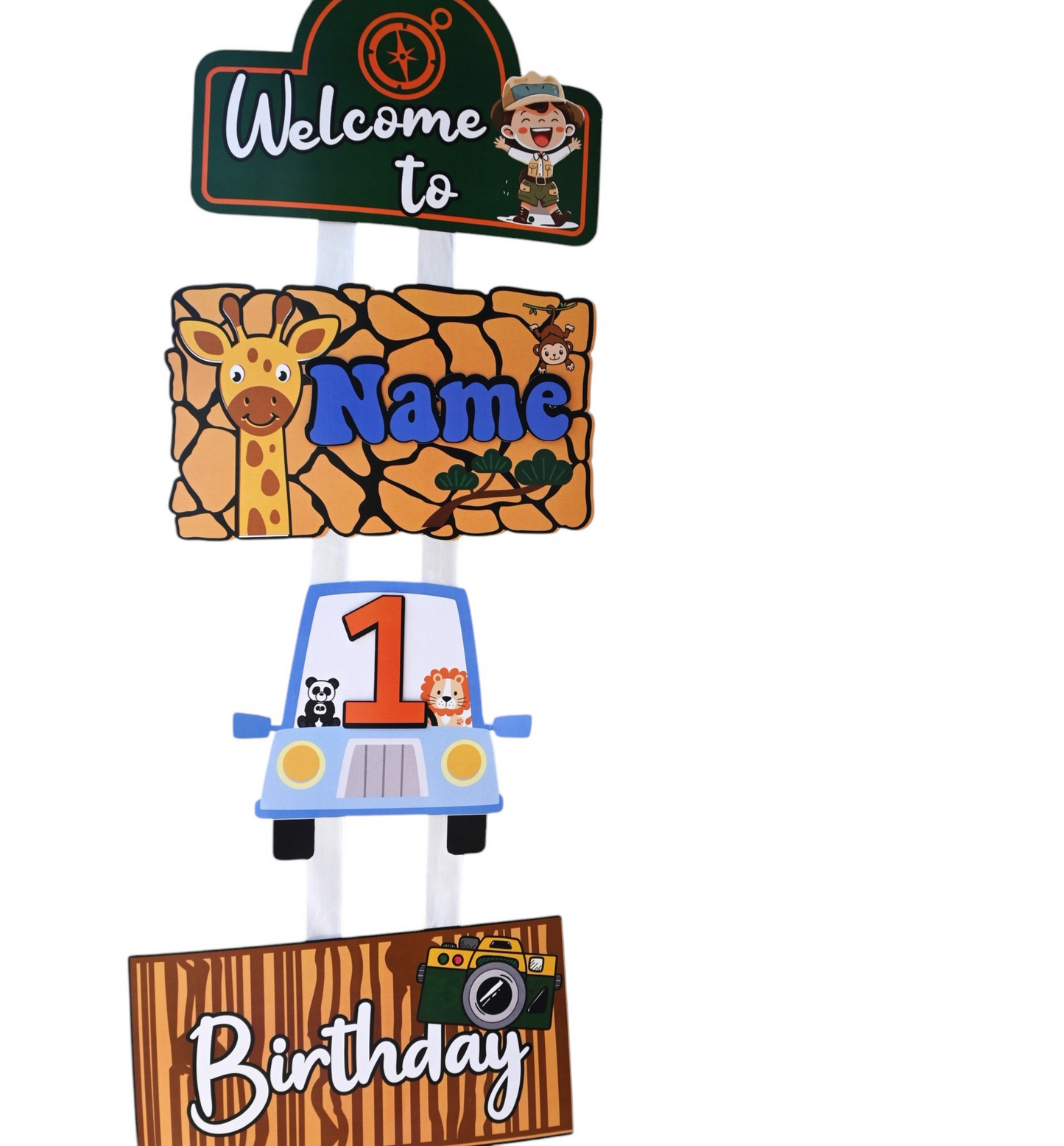 Jungle Welcome Banner - Custom Name & Age - Party Decoration