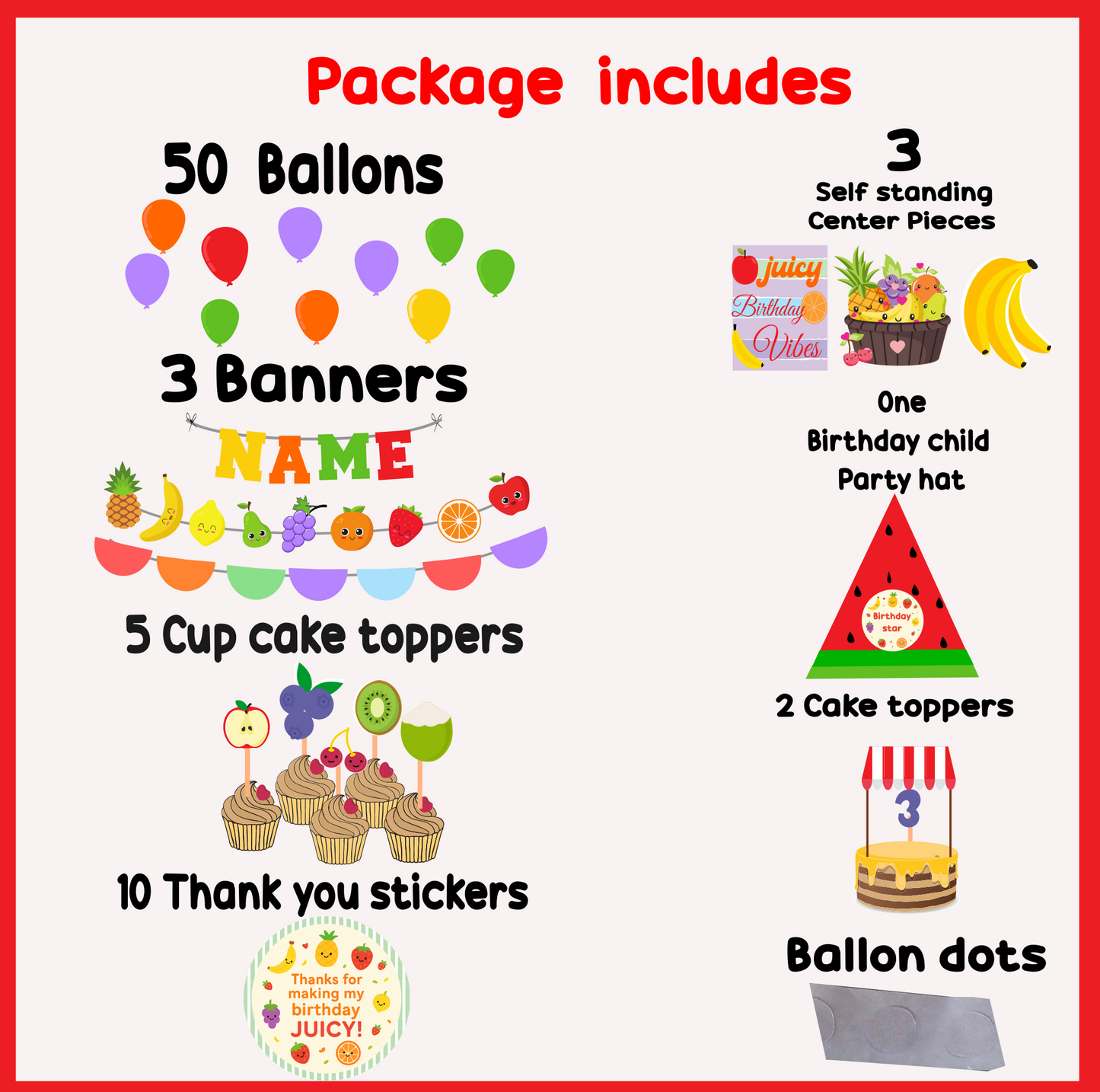 "Fruit Theme Birthday Party Pack"
