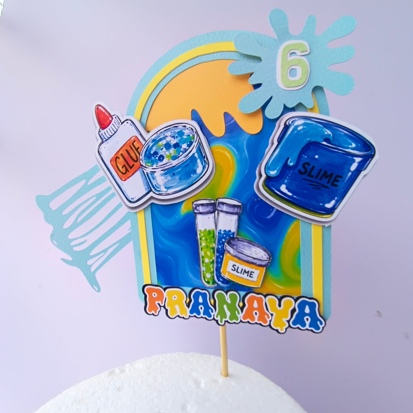 Slime Theme Cake Topper – Handcrafted Party Decoration