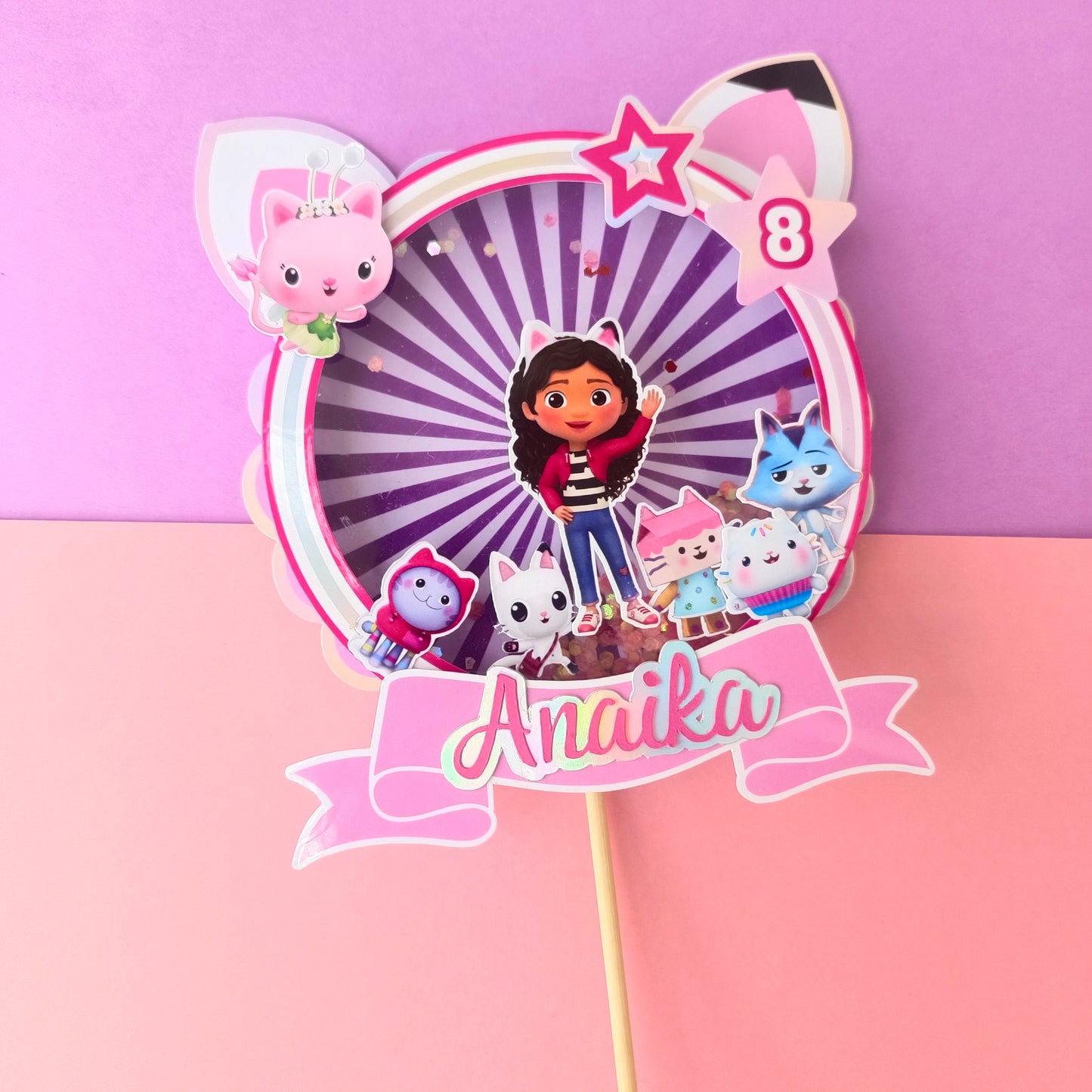 Gabby Dollhouse Shaker Cake Topper