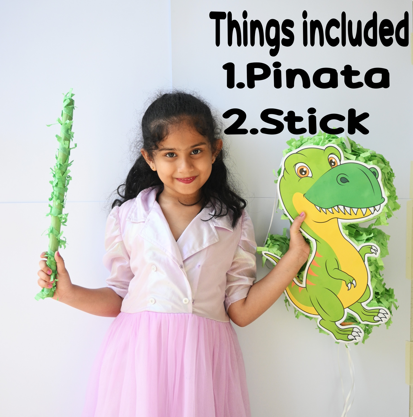 Dinosaur Pull-String Piñata - Semi-Handcrafted Party Decoration