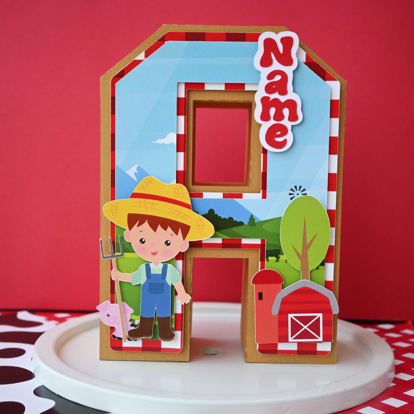 Farm Theme Boy 3D Letter Birthday Decoration - Customizable with Name or Age