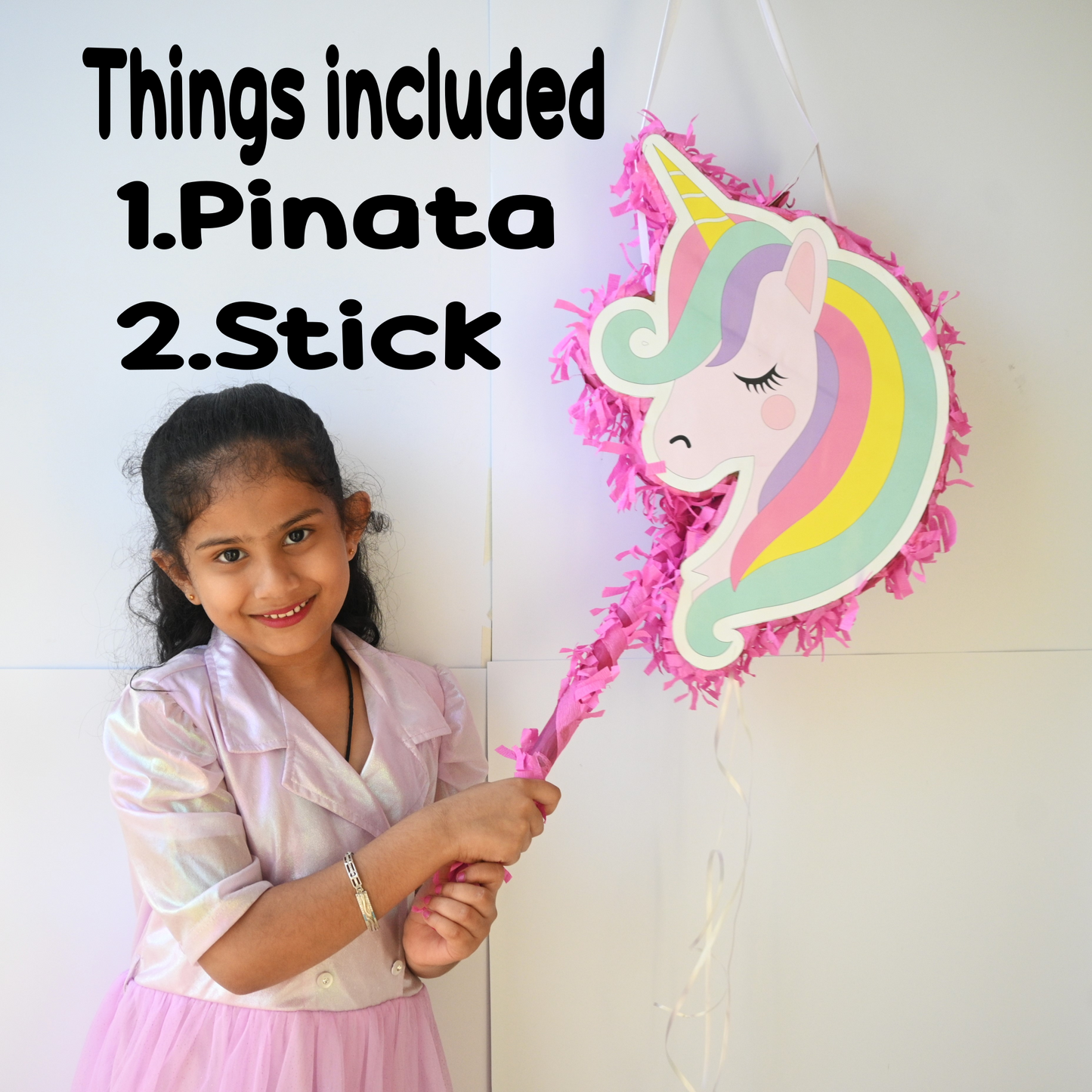 Unicorn Pull-String Piñata - Semi-Handcrafted Party Decoration