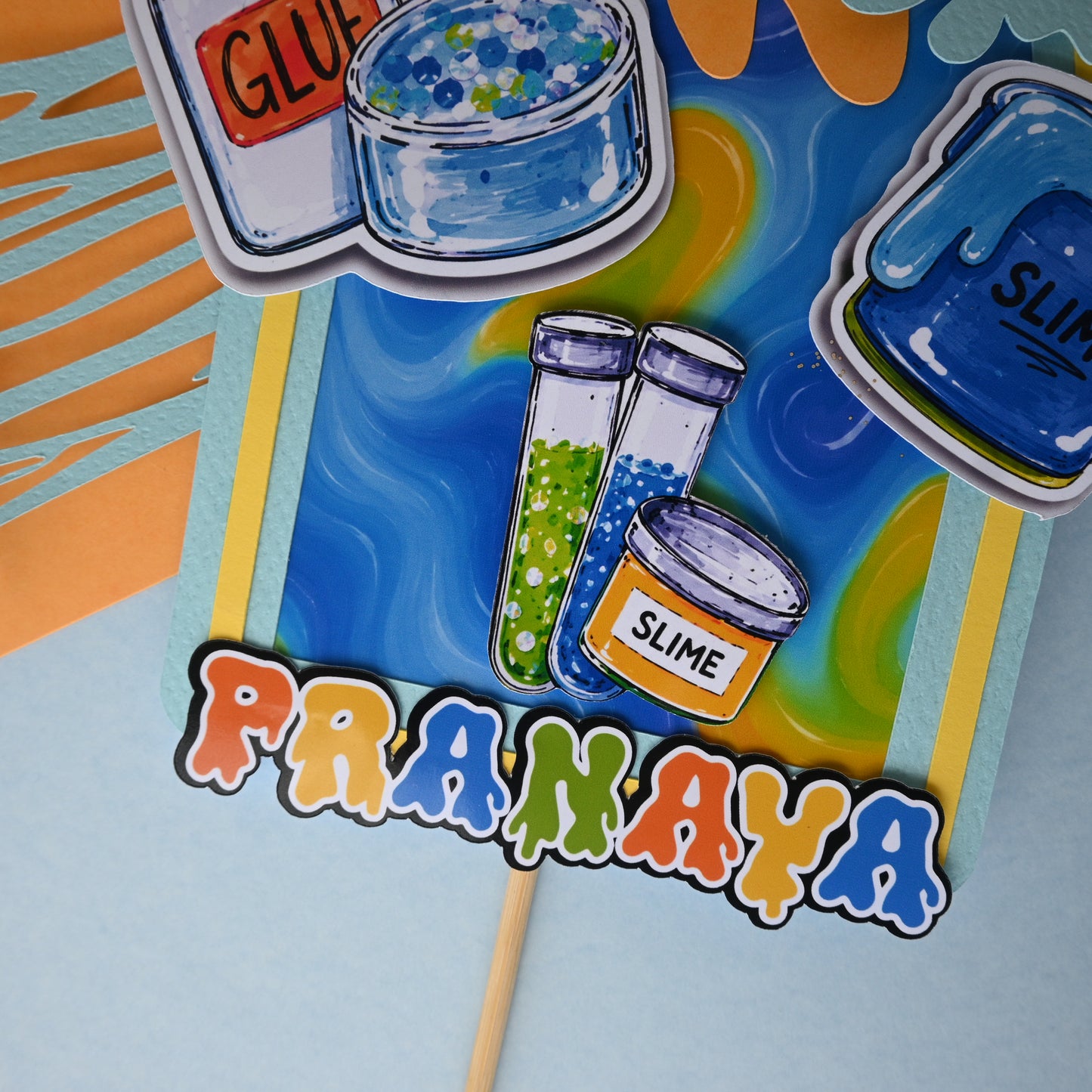 Slime Theme Cake Topper – Handcrafted Party Decoration