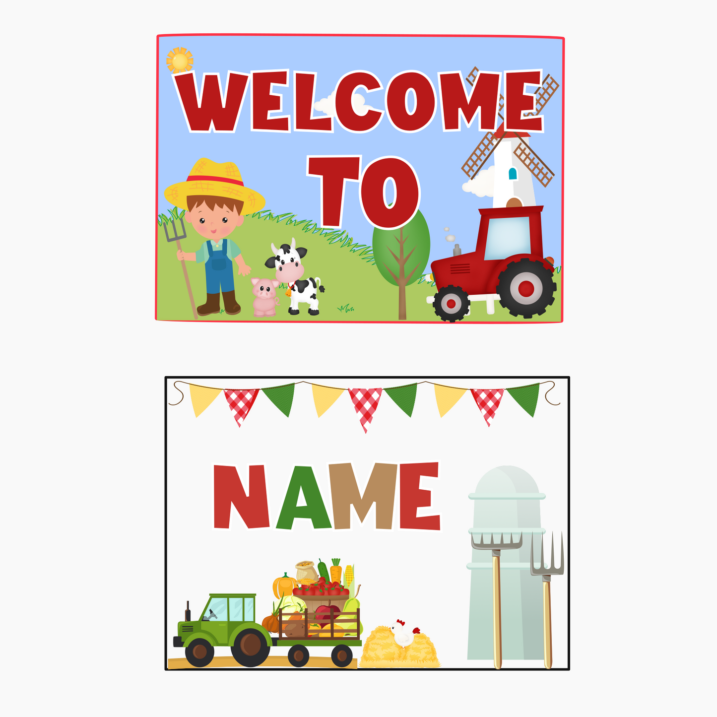 Farm Welcome Banner - Custom Name & Age - Party Decoration