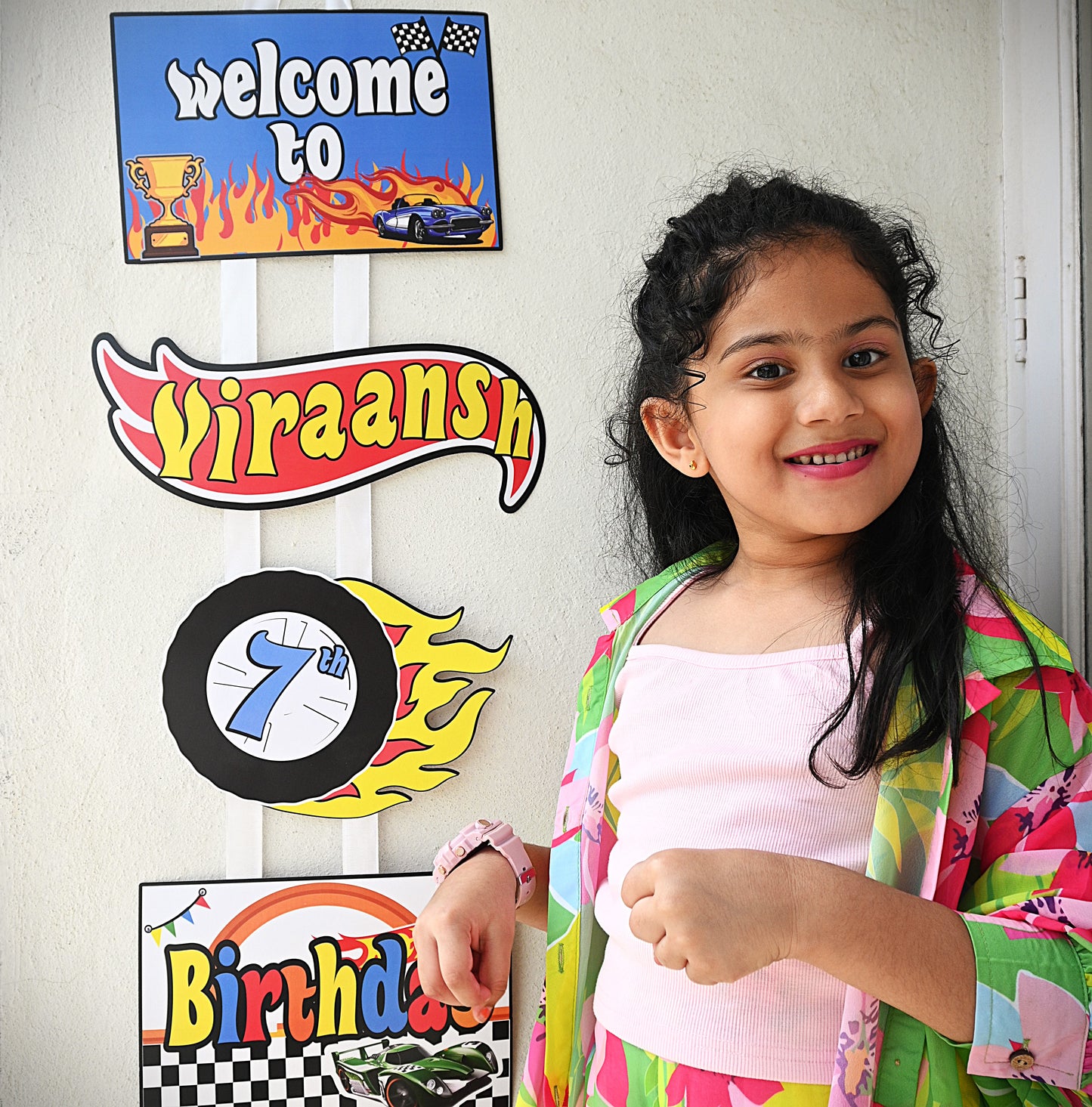 Hot Wheels Welcome Banner - Customizable with Name and Age