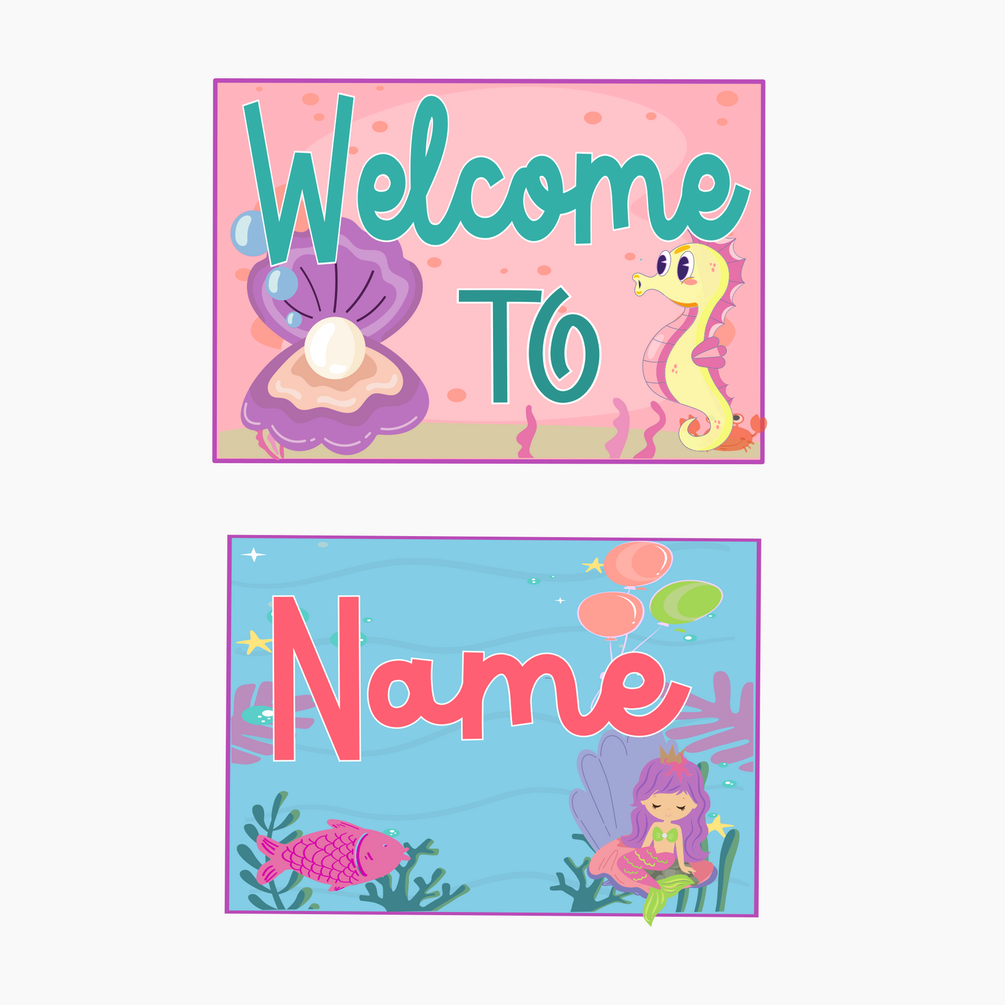 Mermaid Welcome Banner - Custom Name & Age - Party Decoration