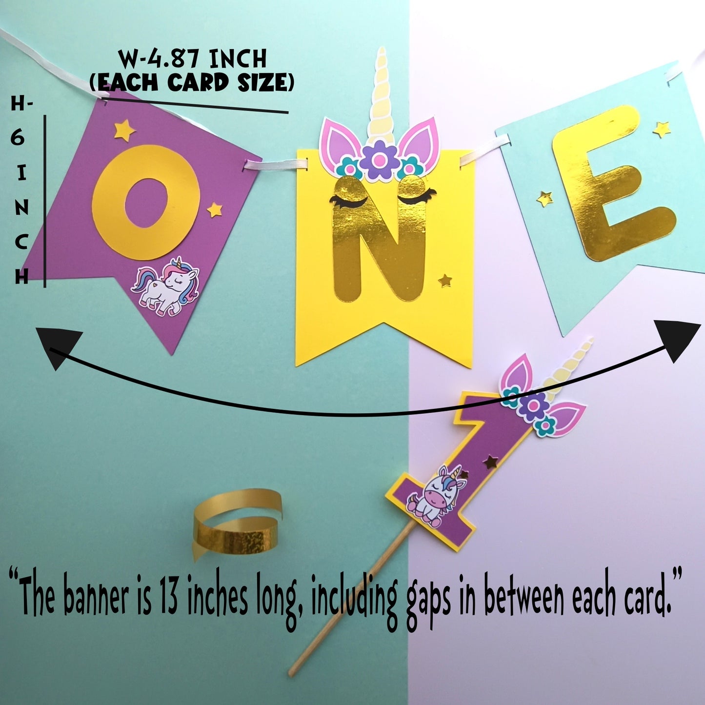 Unicorn High Chair Banner & Cake Topper Set - Handcrafted Party Decoration